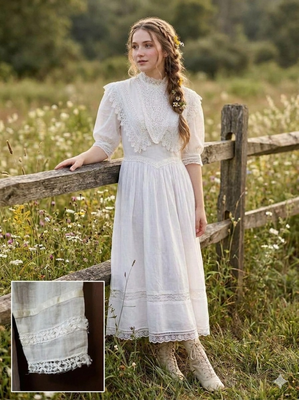 Vintage Jessica McClintock Prairie Style Dress | Soft Cotton Gauze Vic